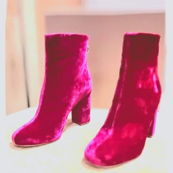 JOIE Saleema Velvet Block Heel Ankle Booties – Pink – Size EUR 37 / US 6.5 NWOB - Picture 2 of 8